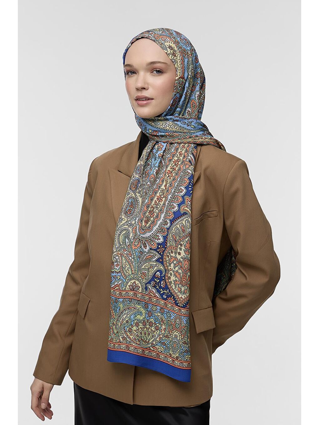 Lacivert Deluxe Şal Lalita Desenli-2