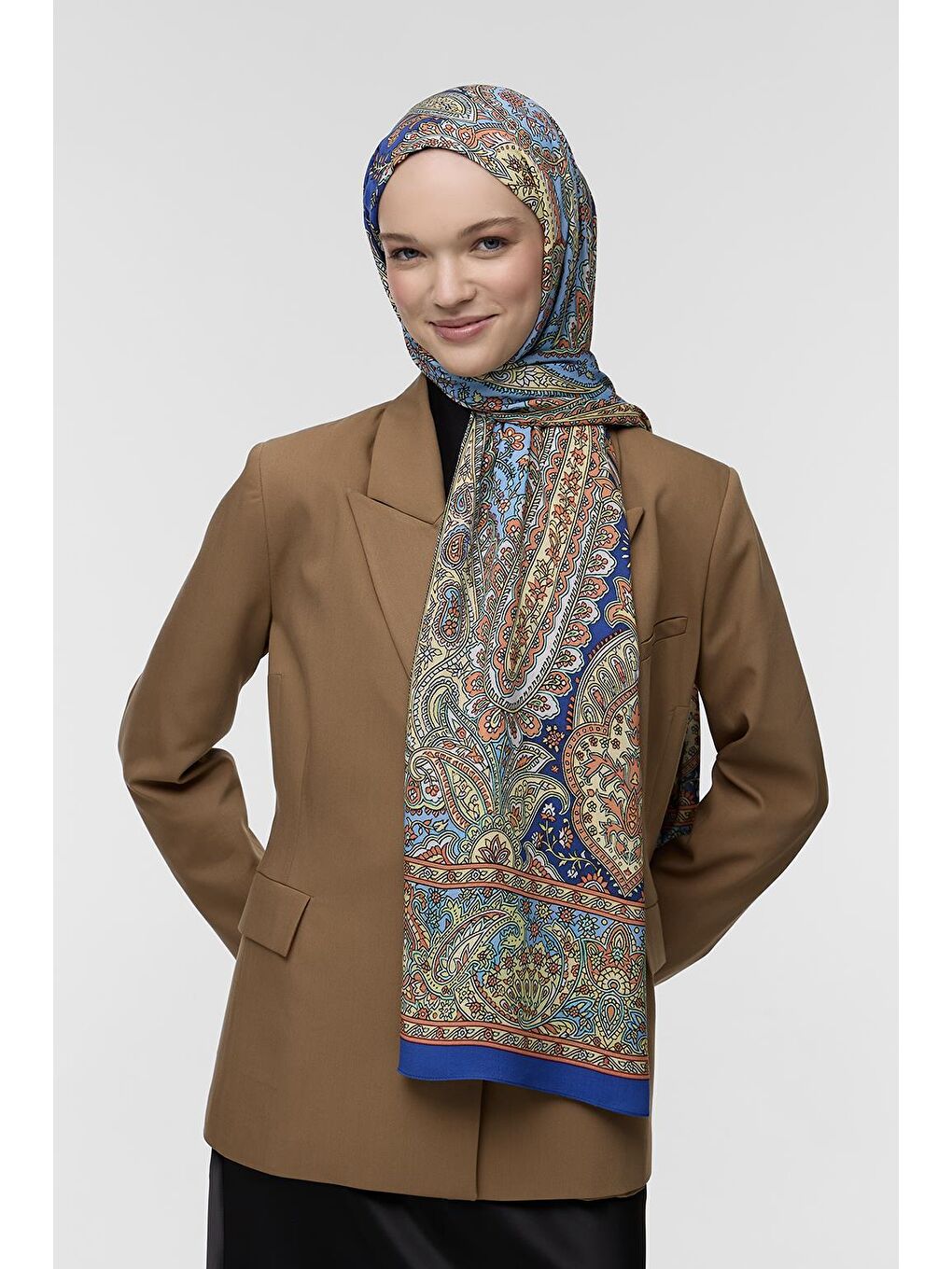 Lacivert Deluxe Şal Lalita Desenli-3