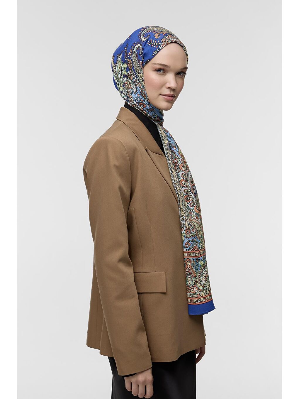 Lacivert Deluxe Şal Lalita Desenli-4