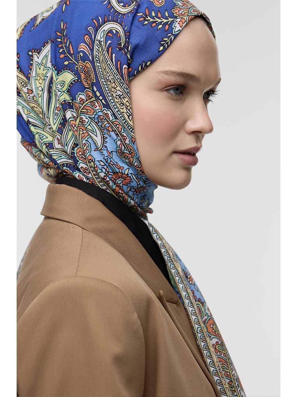 Lacivert Deluxe Şal Lalita Desenli-5