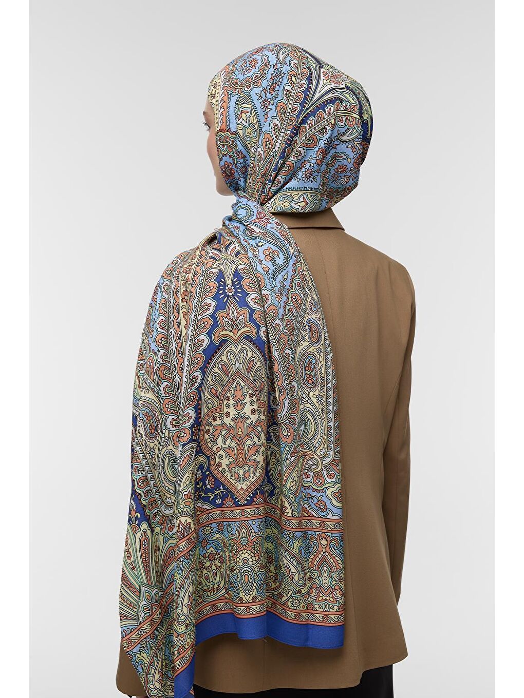 Lacivert Deluxe Şal Lalita Desenli-6