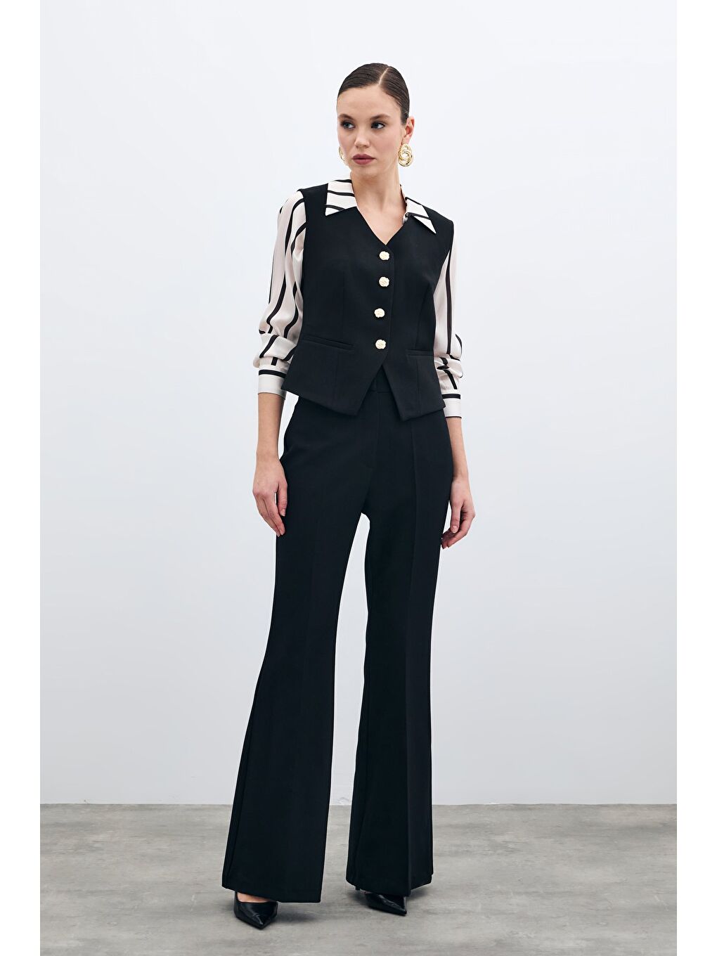 İspanyol Paça Pantolon - Siyah