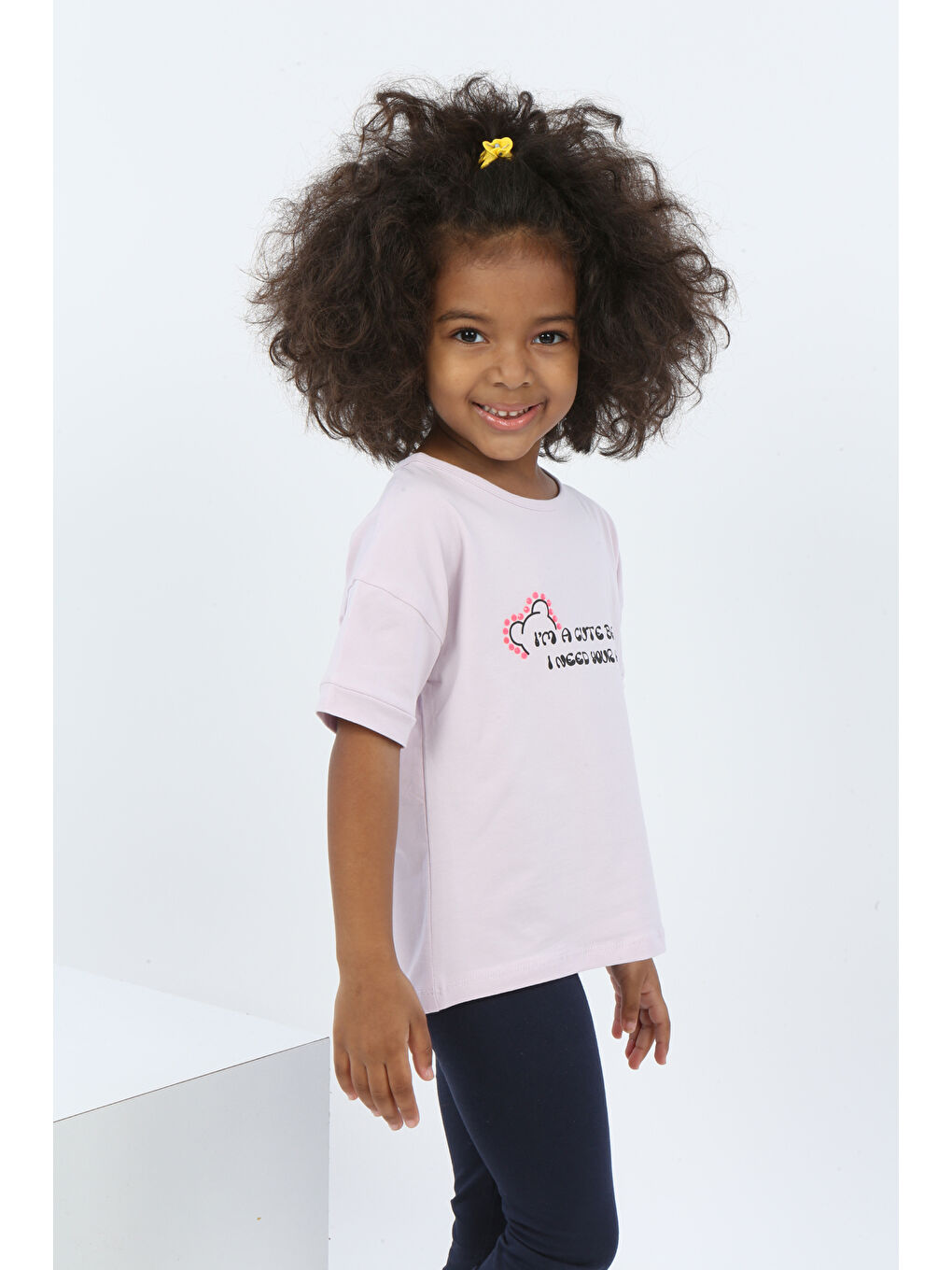 Lila Kız Çocuk Ayıcık Baskılı Tişört-1