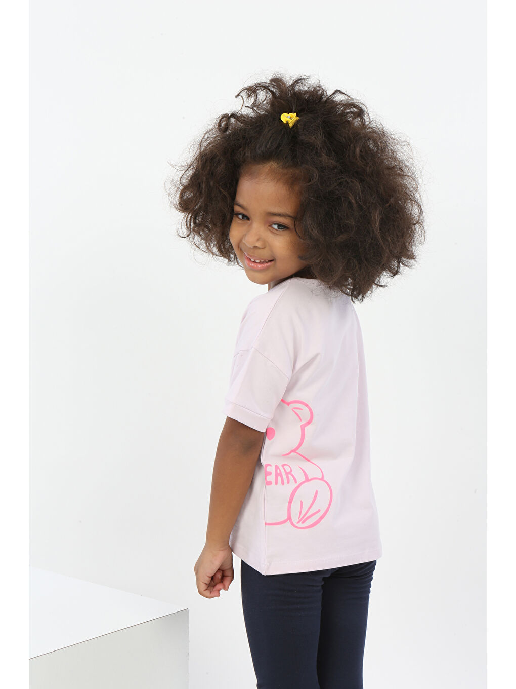 Lila Kız Çocuk Ayıcık Baskılı Tişört-2