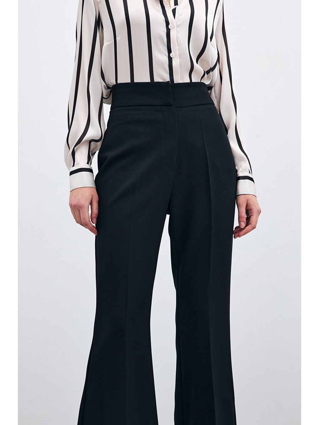 İspanyol Paça Pantolon - Siyah-5