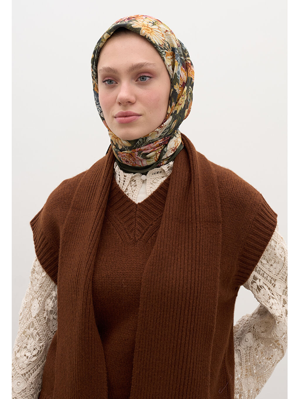 Judıth Desen Pamuklu Viskon Eşarp Haki-1