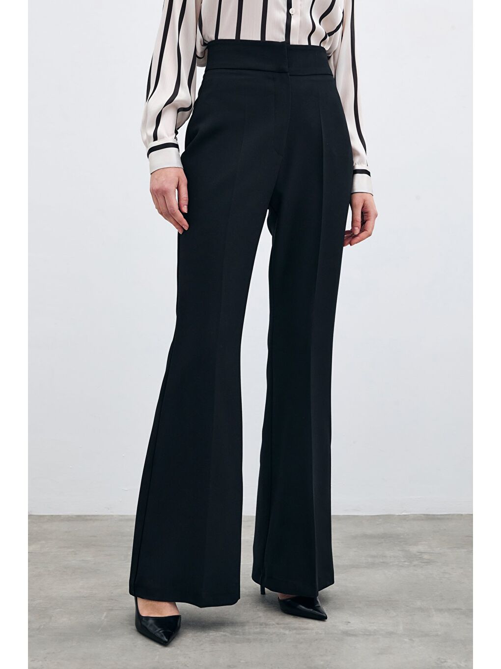 İspanyol Paça Pantolon - Siyah-6