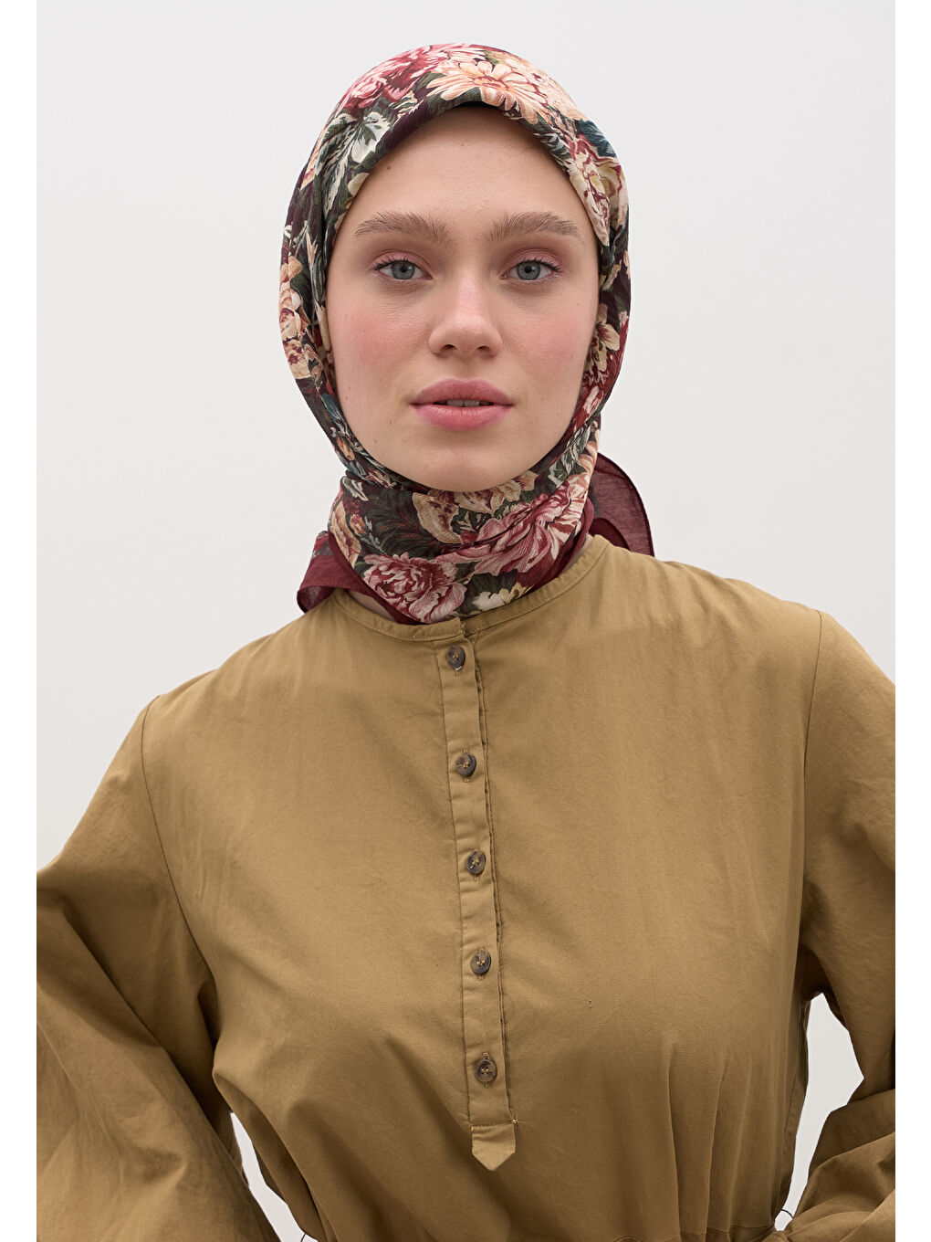 Judıth Desen Pamuklu Viskon Eşarp Bordo-1