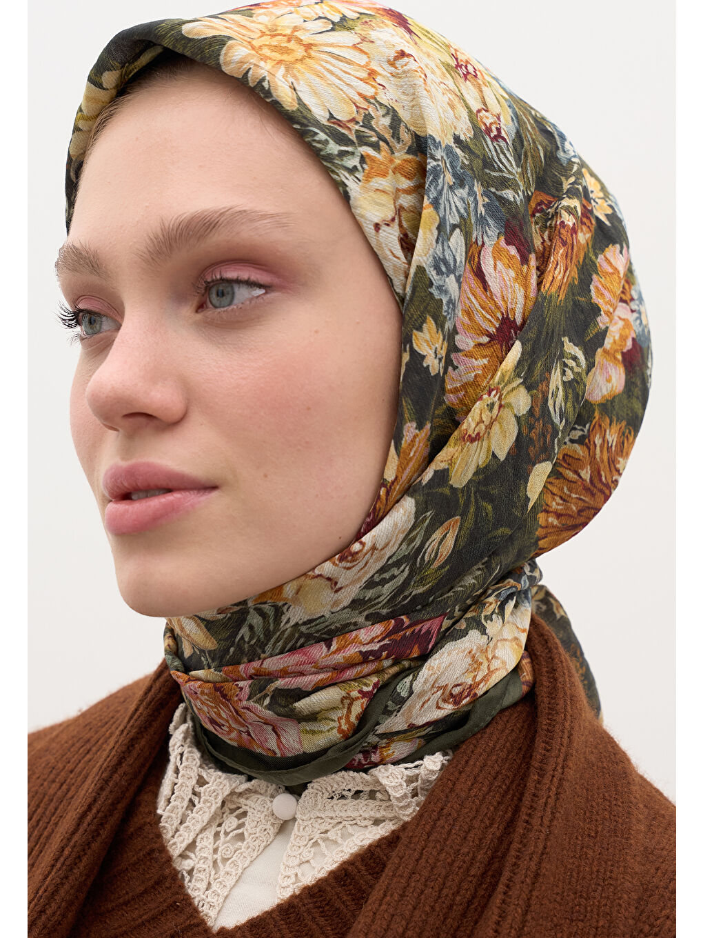 Judıth Desen Pamuklu Viskon Eşarp Haki-2