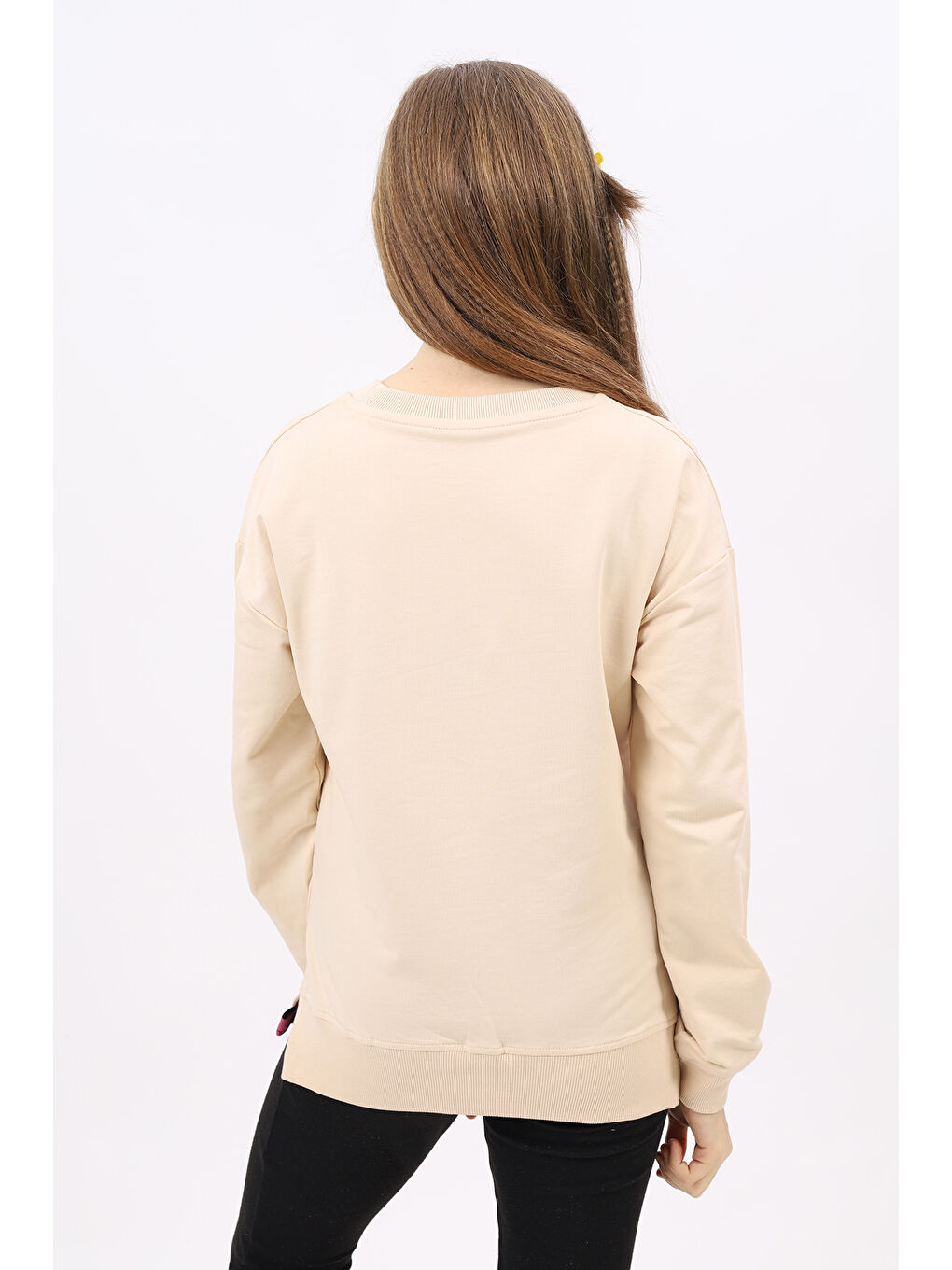 Bej Kız Çocuk Nakışlı Sweatshirt-2