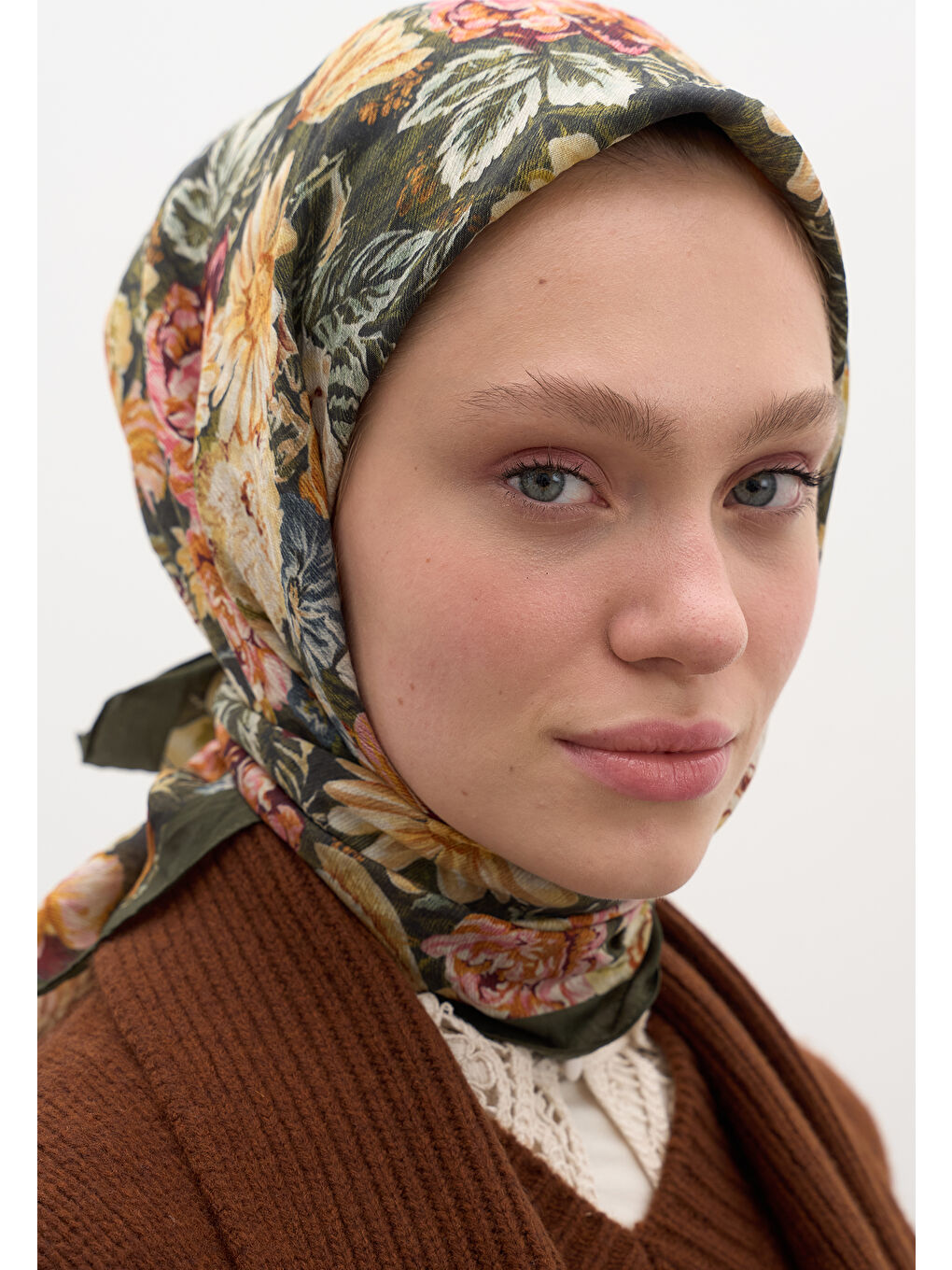 Judıth Desen Pamuklu Viskon Eşarp Haki-3