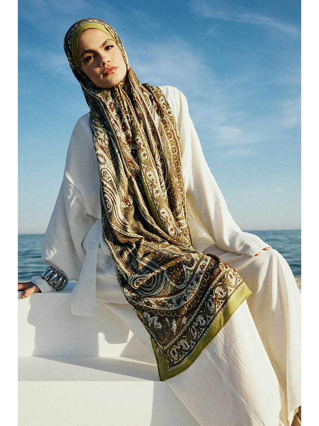 Yeşil Deluxe Summer Şal Noa Olive-2