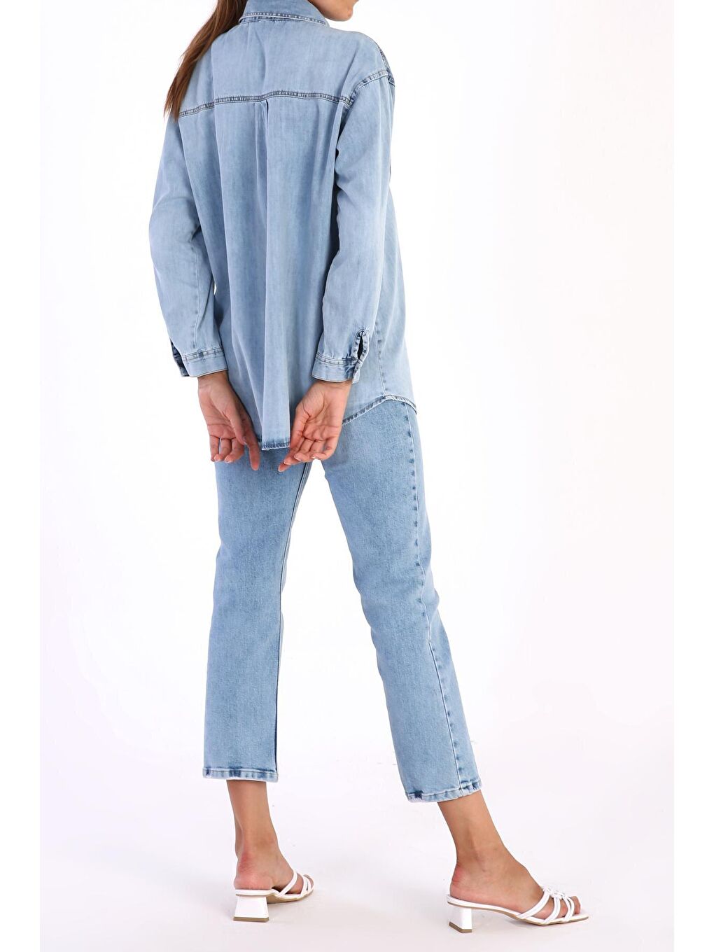 Açık Mavi Cepli Denim Gömlek-2