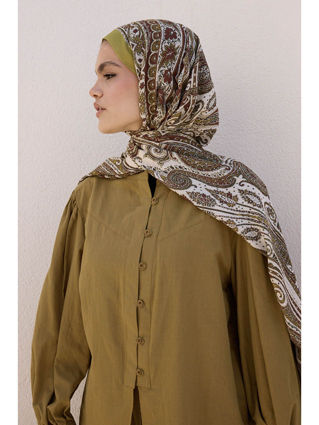 Yeşil Deluxe Summer Şal Noa Olive-3