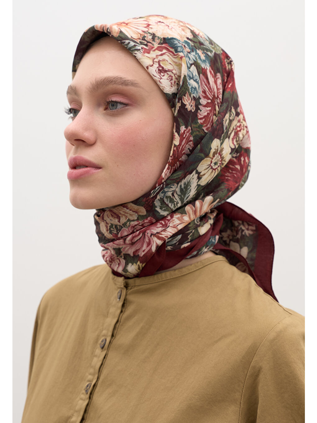 Judıth Desen Pamuklu Viskon Eşarp Bordo-3