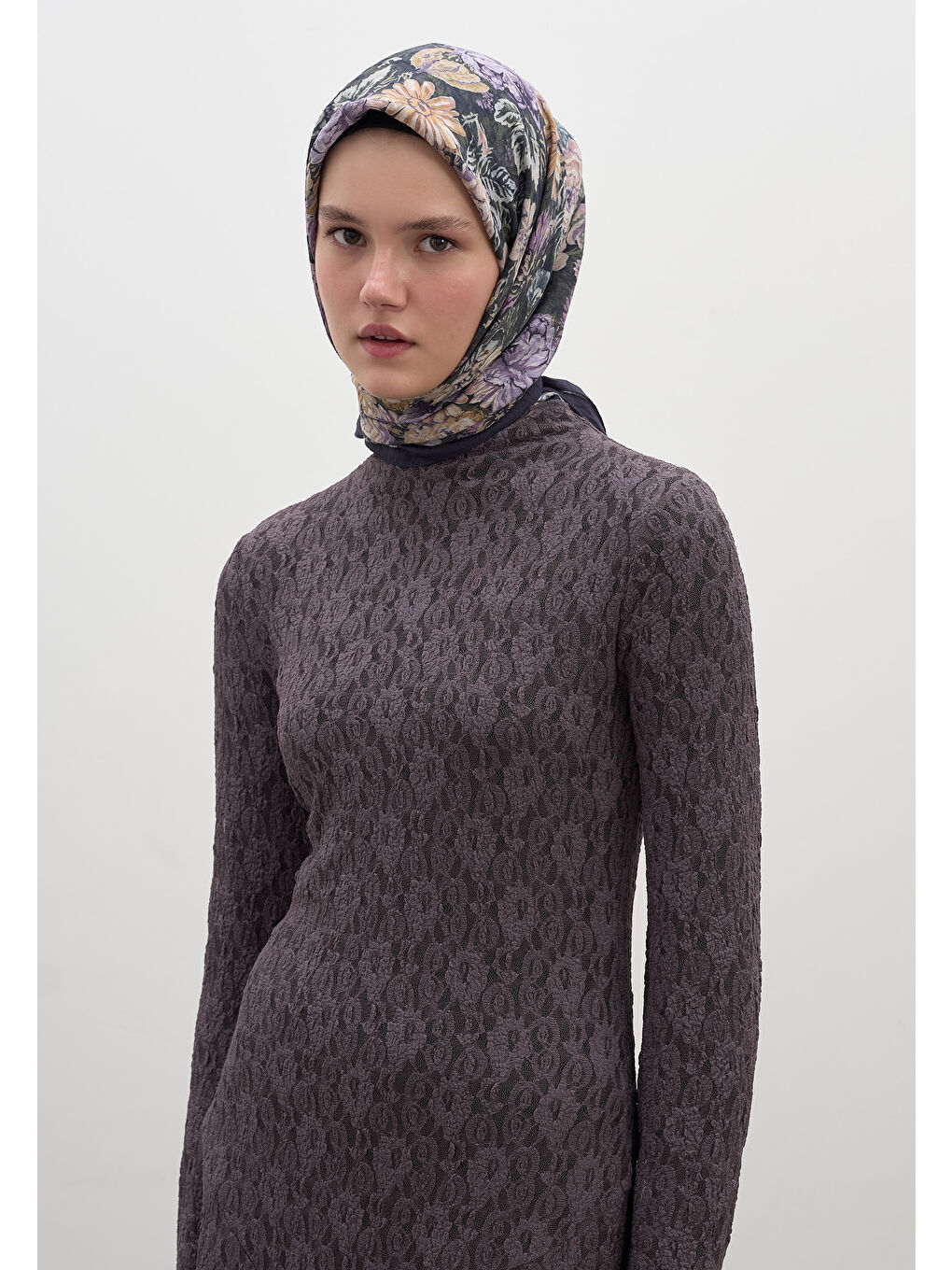 Lila Judıth Desen Pamuklu Viskon Eşarp Lavanta-1