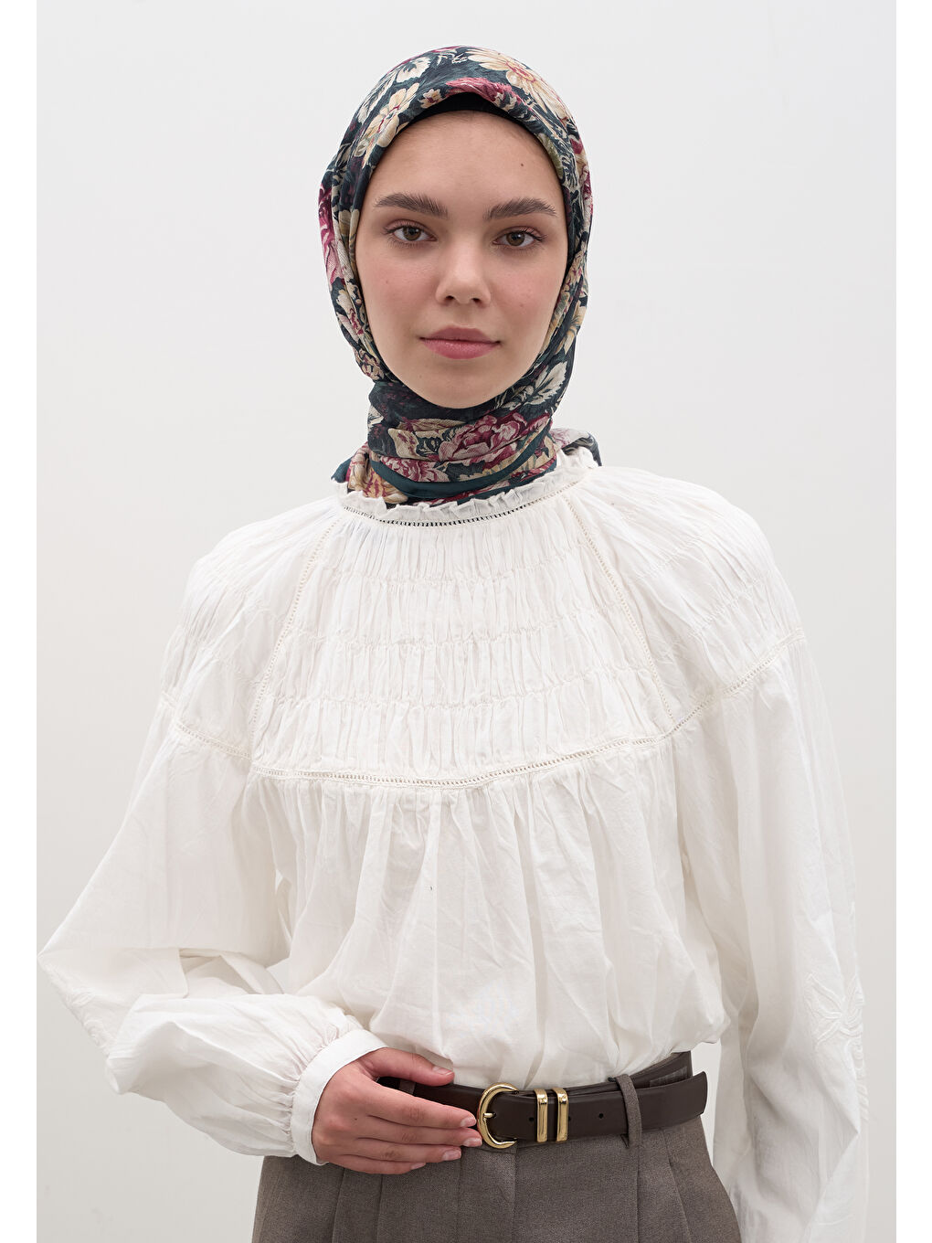 Judıth Desen Pamuklu Viskon Eşarp Petrol-1