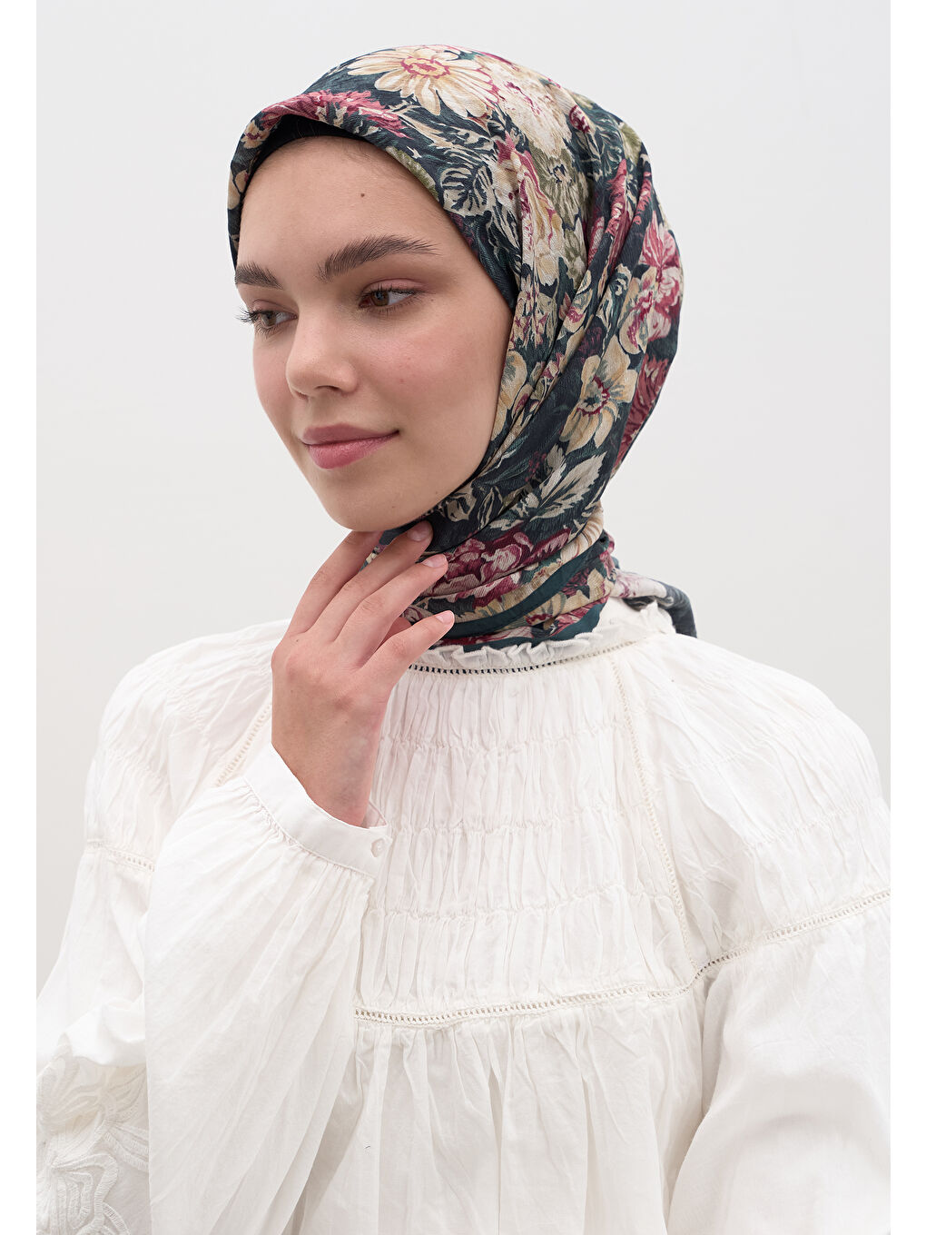 Judıth Desen Pamuklu Viskon Eşarp Petrol-2