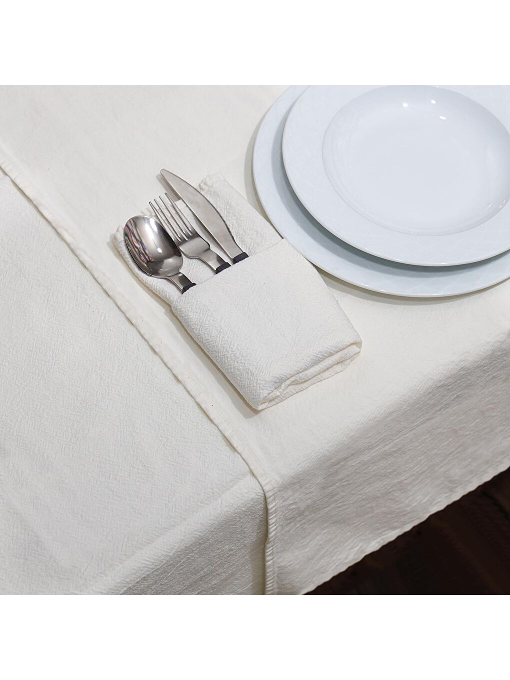 Taşlanmış Ekru Denim Pamuk Runner-1