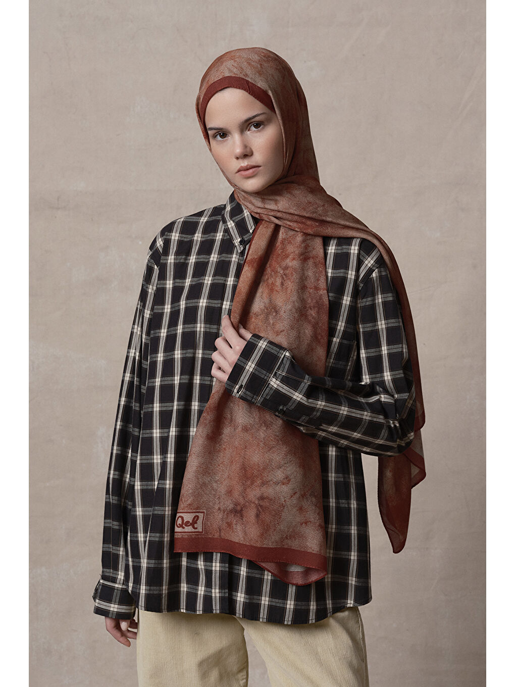 Kahverengi Modal Brush Şal Batic Kiremit-1