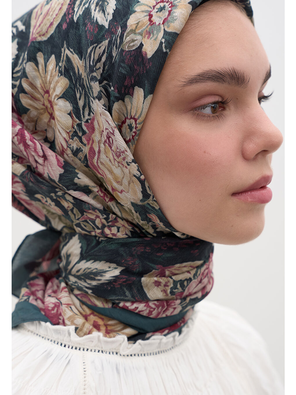 Judıth Desen Pamuklu Viskon Eşarp Petrol-3