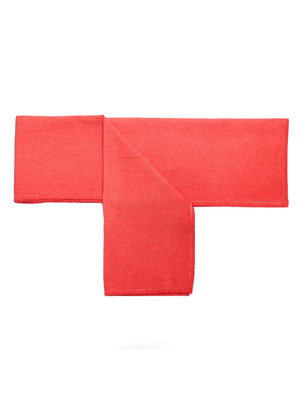 Kırmızı Taşlanmış Mercan Denim Pamuk Runner