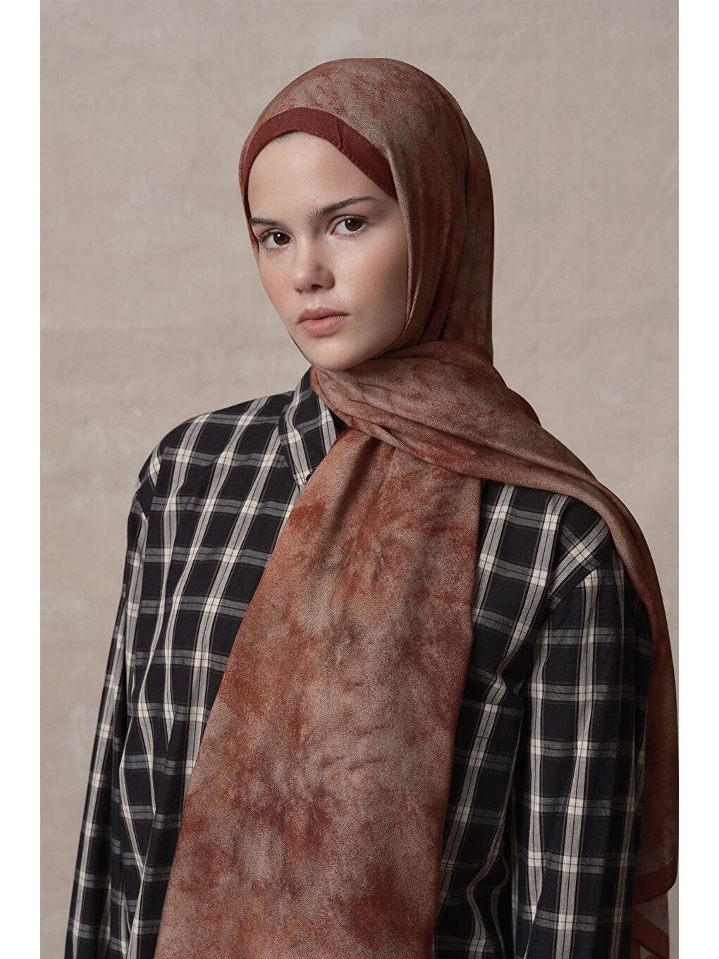 Kahverengi Modal Brush Şal Batic Kiremit-2