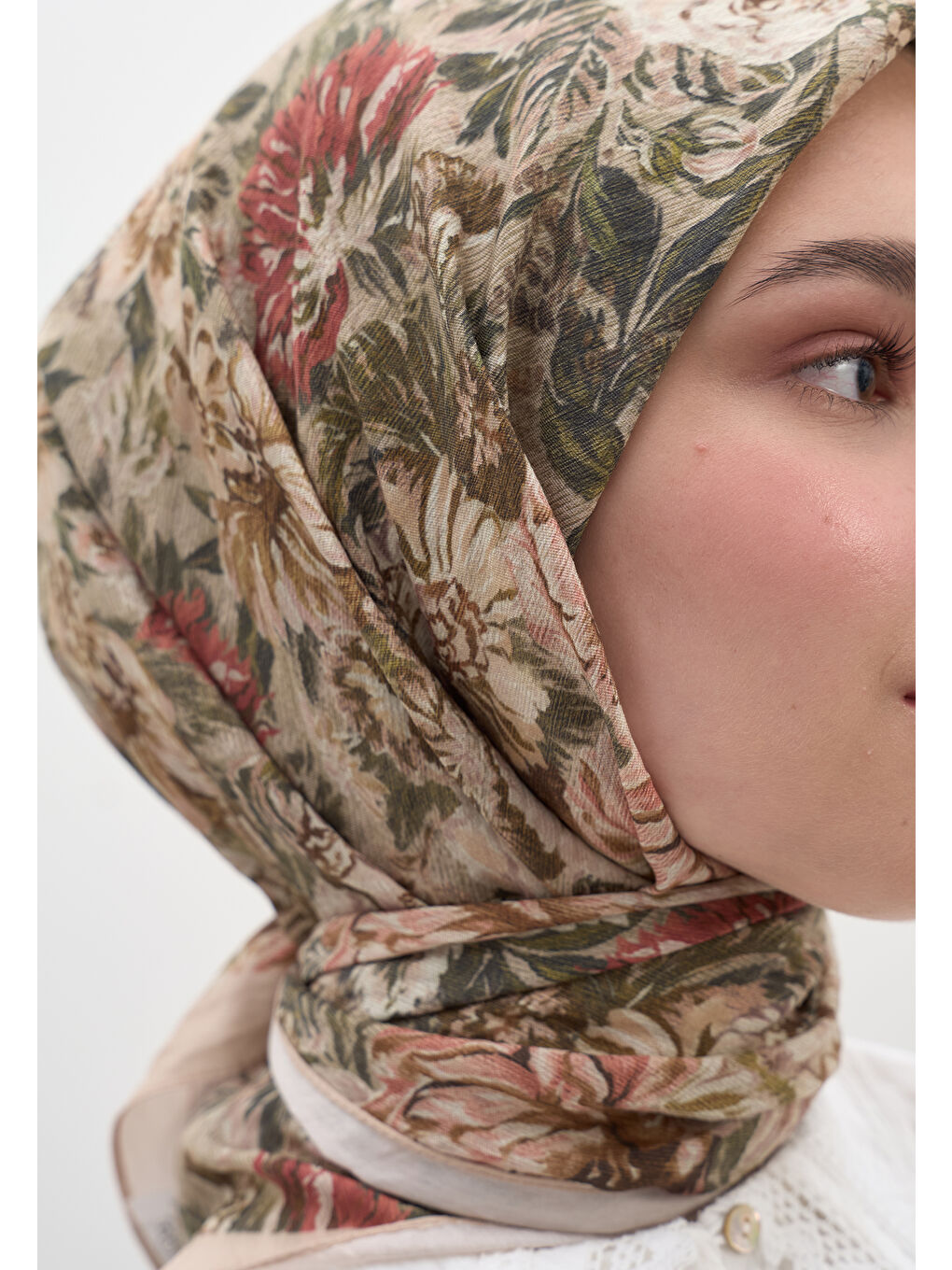 Judıth Desen Pamuklu Viskon Eşarp Bej-3