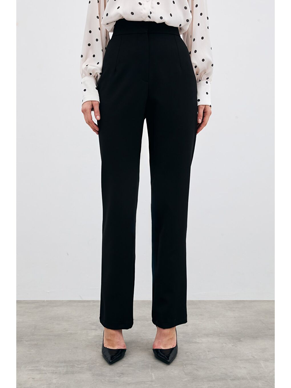 Yüksek Bel Klasik Pantolon - Siyah-2
