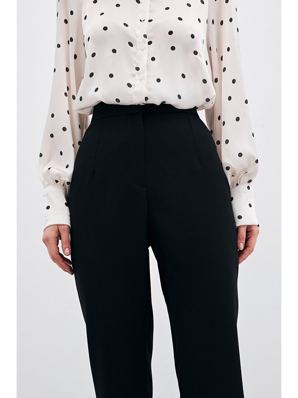 Yüksek Bel Klasik Pantolon - Siyah-3