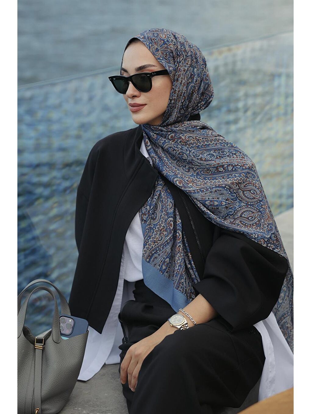 Siyah Deluxe Şal Nanny Desenli-9