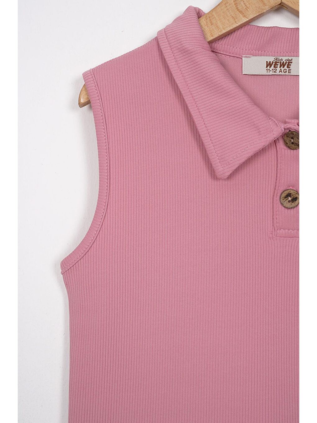 Pembe Yaka Detaylı Gül Kurusu Renk Kız Çocuk Crop-1