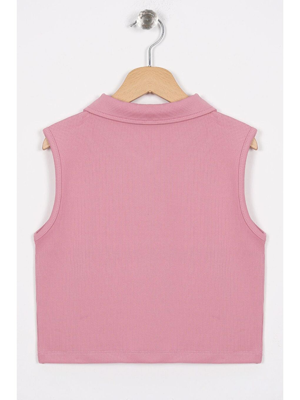 Pembe Yaka Detaylı Gül Kurusu Renk Kız Çocuk Crop-2