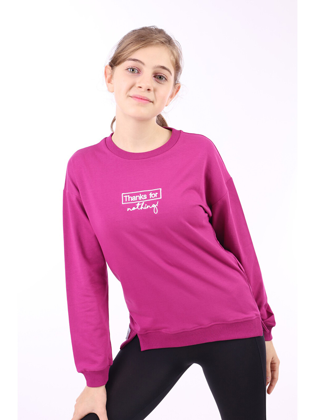 Mürdüm Kız Çocuk Baskılı Sweatshirt