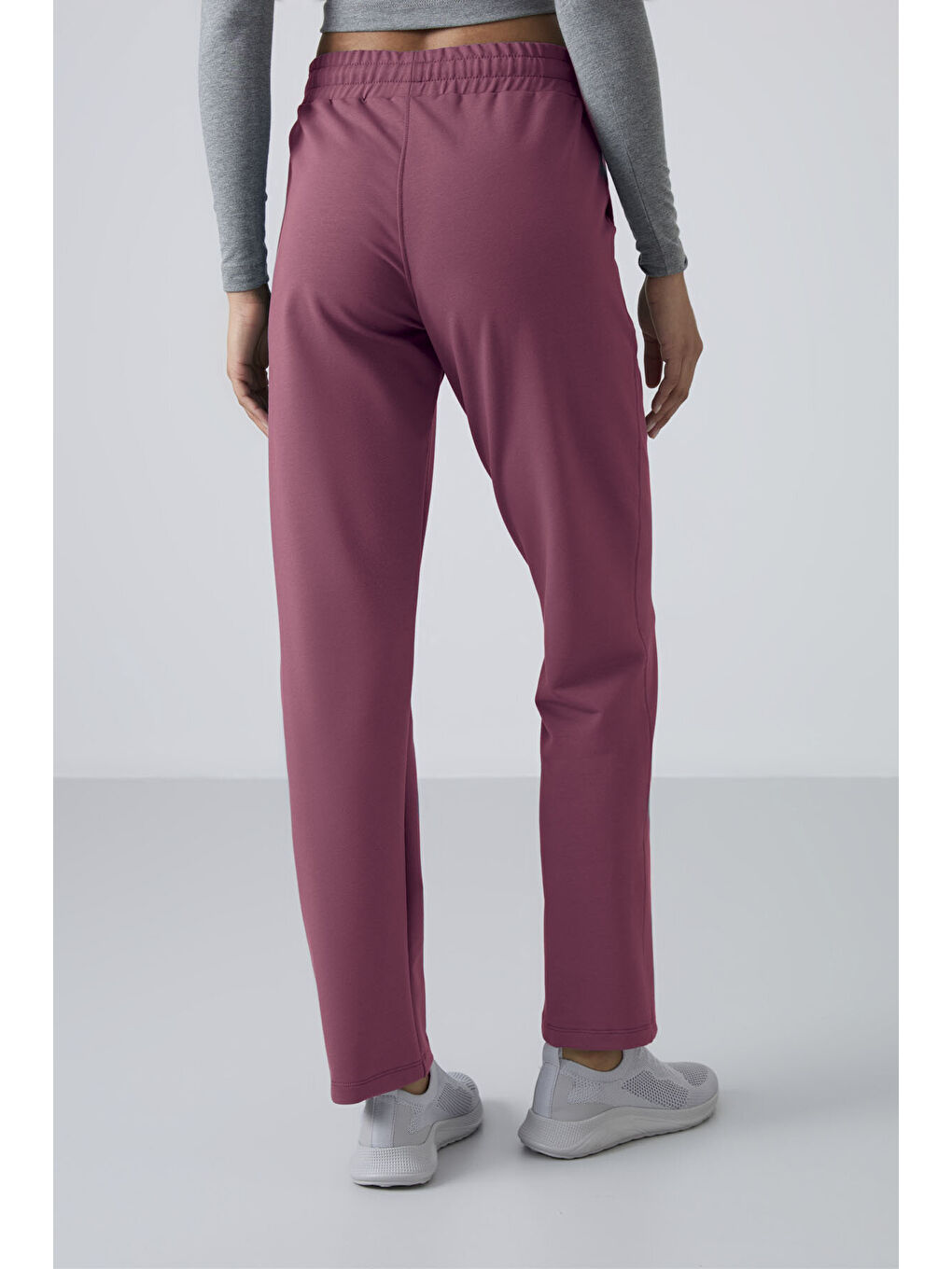 Kırmızı Soft Vişne Yüksek Bel Cepli Rahat Form Klasik Paça Kadın Eşofman Alt - 94584-4