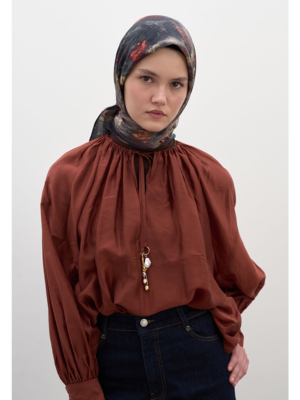 Evelyne Desen Pamuklu Viskon Eşarp Siyah-1