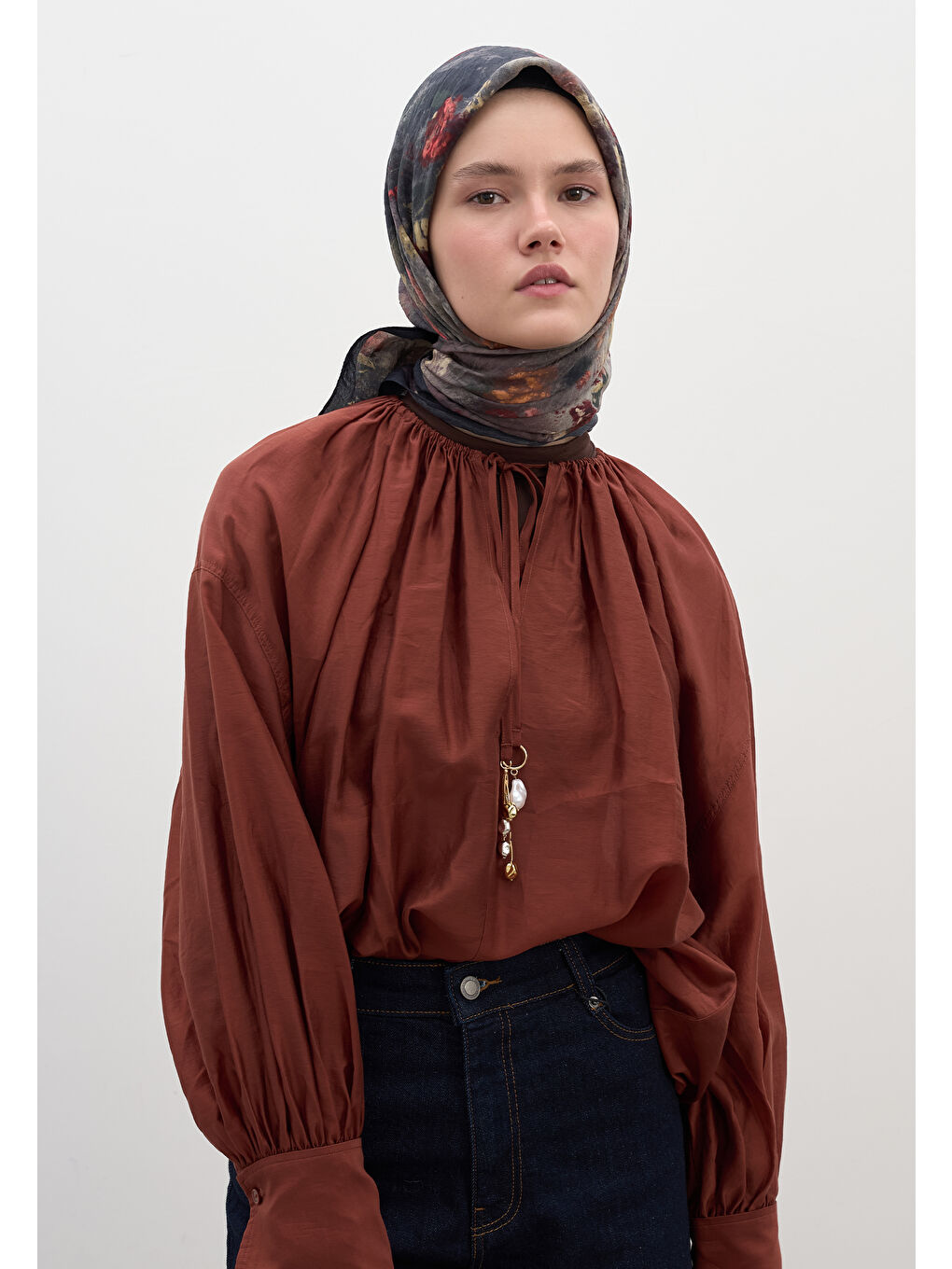 Evelyne Desen Pamuklu Viskon Eşarp Siyah-2