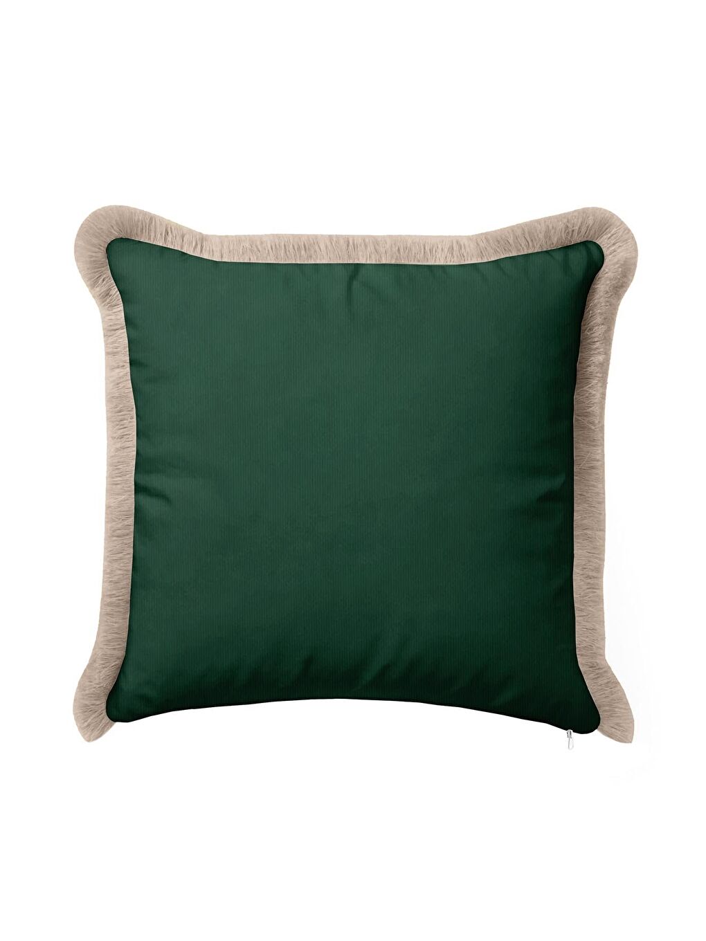 Karışık Zümrüt Yeşili Lüks Saçaklı Yastık Kılıfı - Klasik Country Bej Kenarlı Püsküllü Kırlent Kılıfı