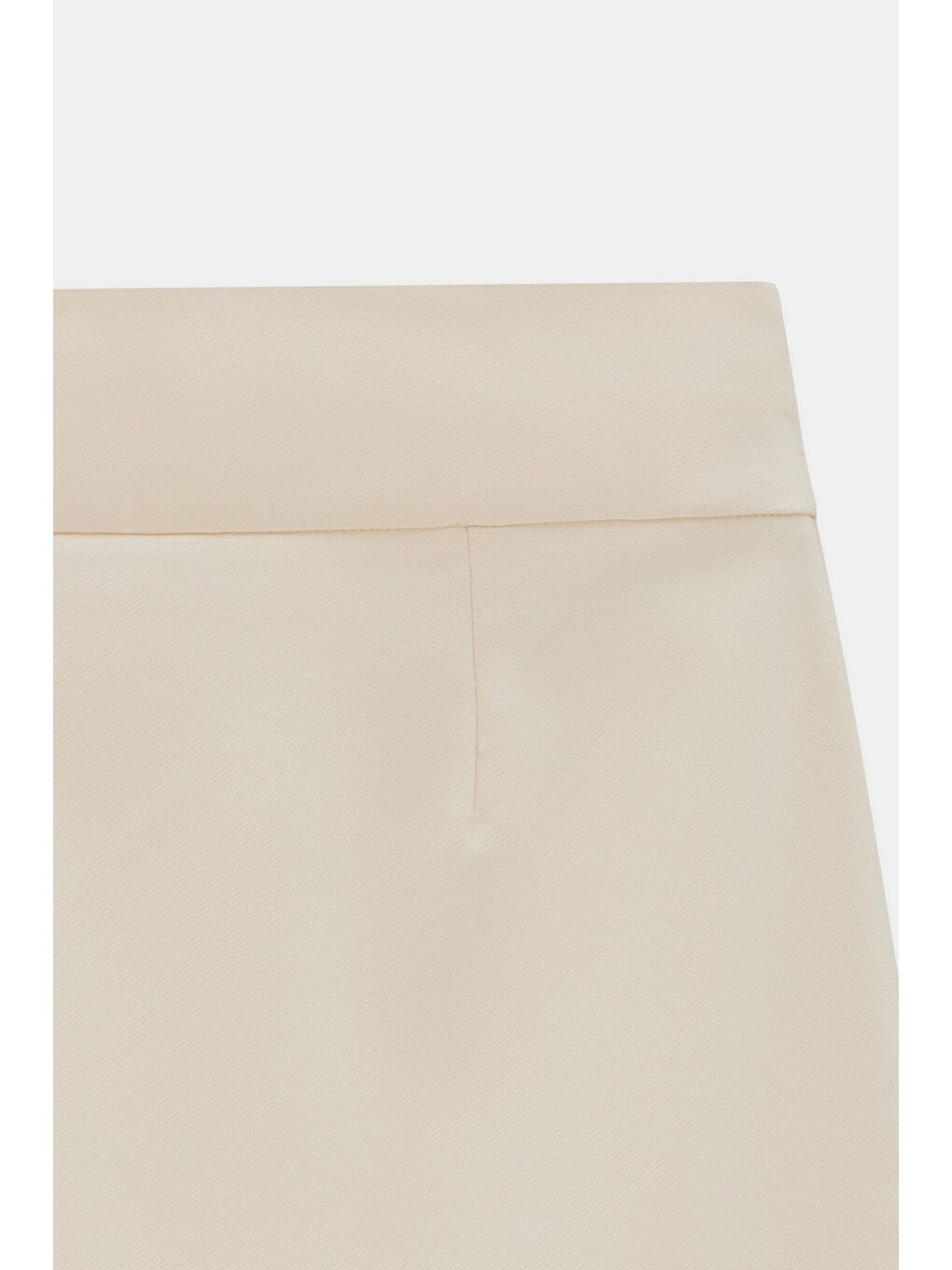 Ekru Düğme Detaylı Pileli Dokuma Etek-3