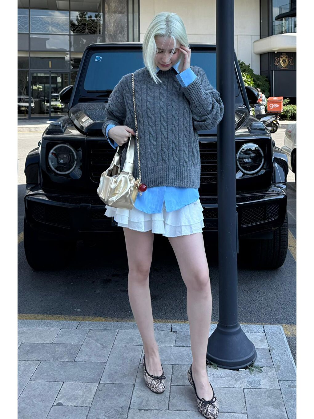 Antrasit Bisiklet Yaka Örgü Desenli Kadın Triko Kazak Mg2520-4