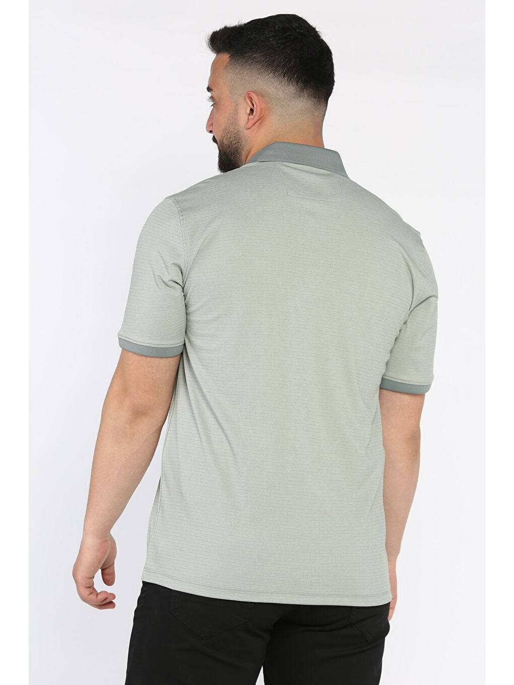 Haki Erkek Polo Yaka Tek Cepli Desenli Tişört-2