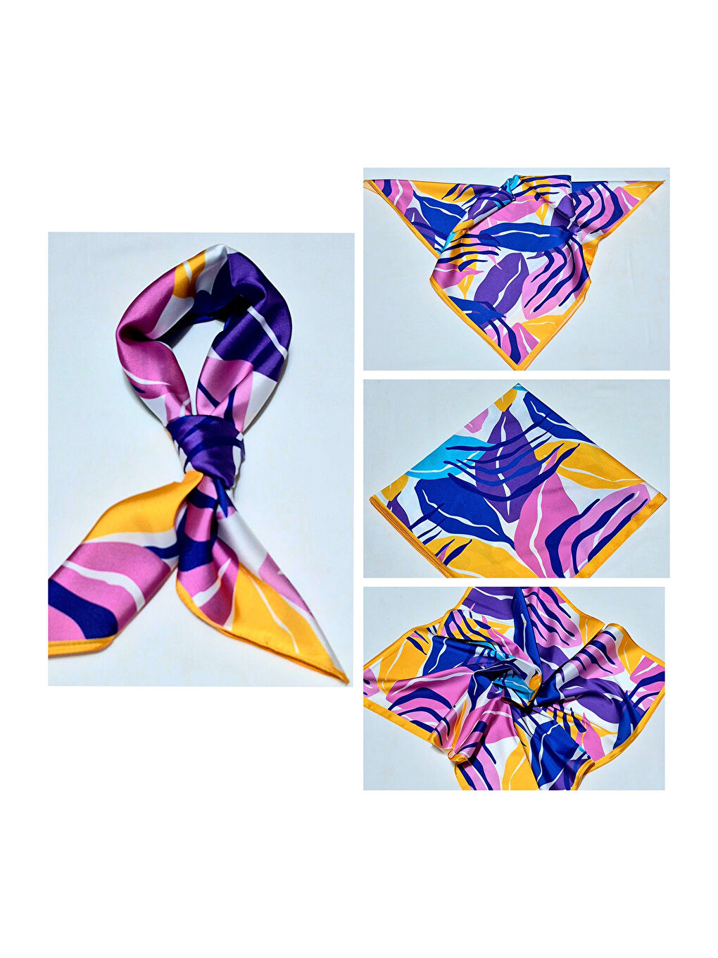 Kadın Desenli Bandana Fular 010187 - Mor-1