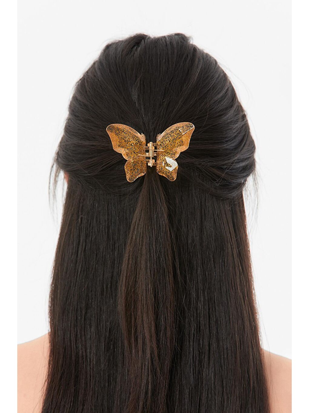 Sarı Simli Kelebekli Epoksi Toka