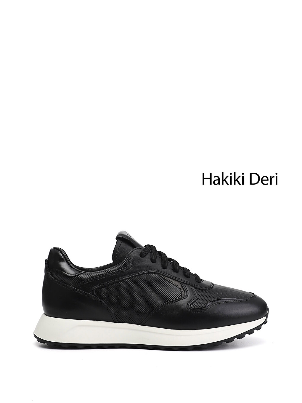 Siyah Erkek SİYAH Bağcıklı Hakiki Deri Sneaker