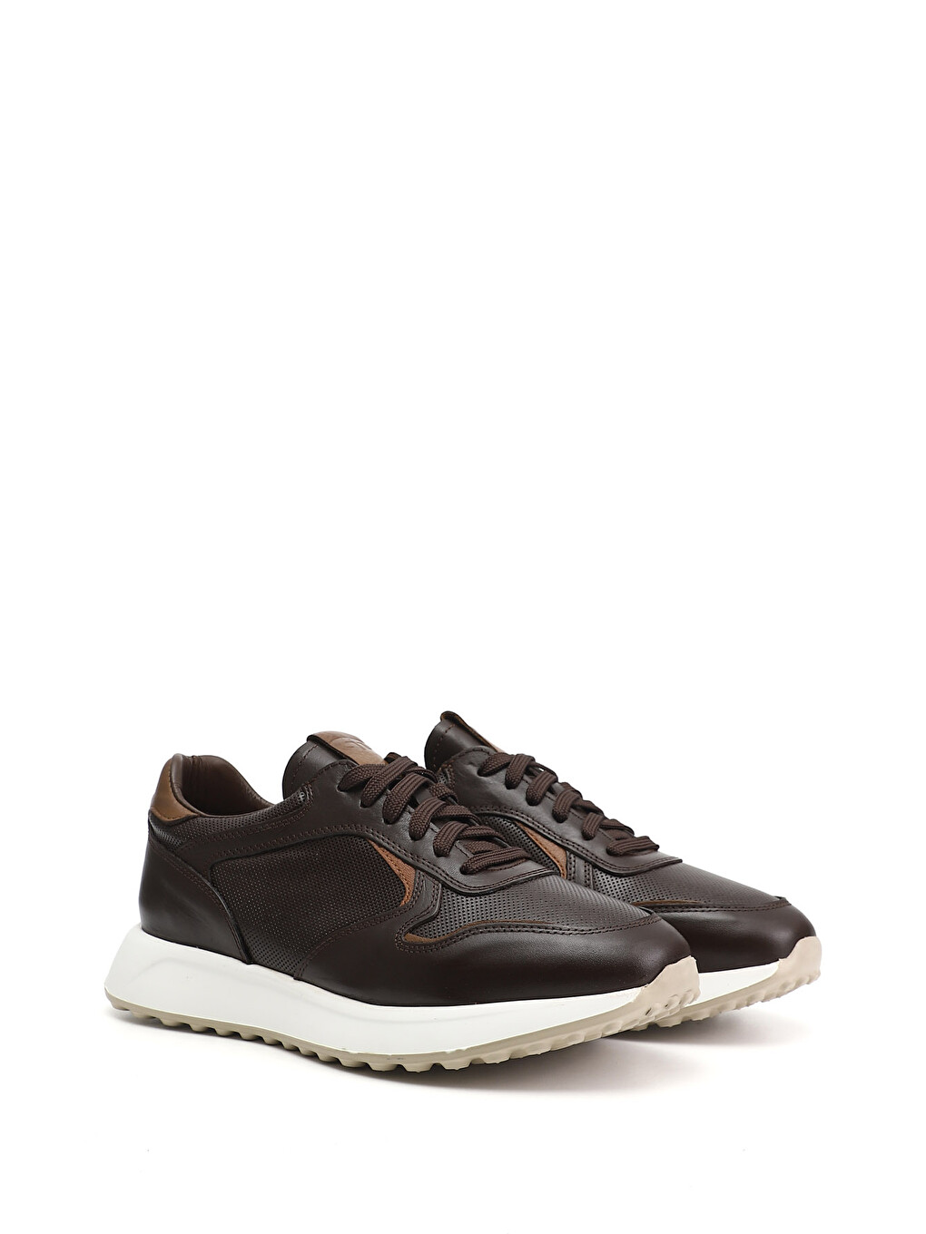 Kahverengi Erkek KAHVERENGİ Bağcıklı Hakiki Deri Sneaker-1