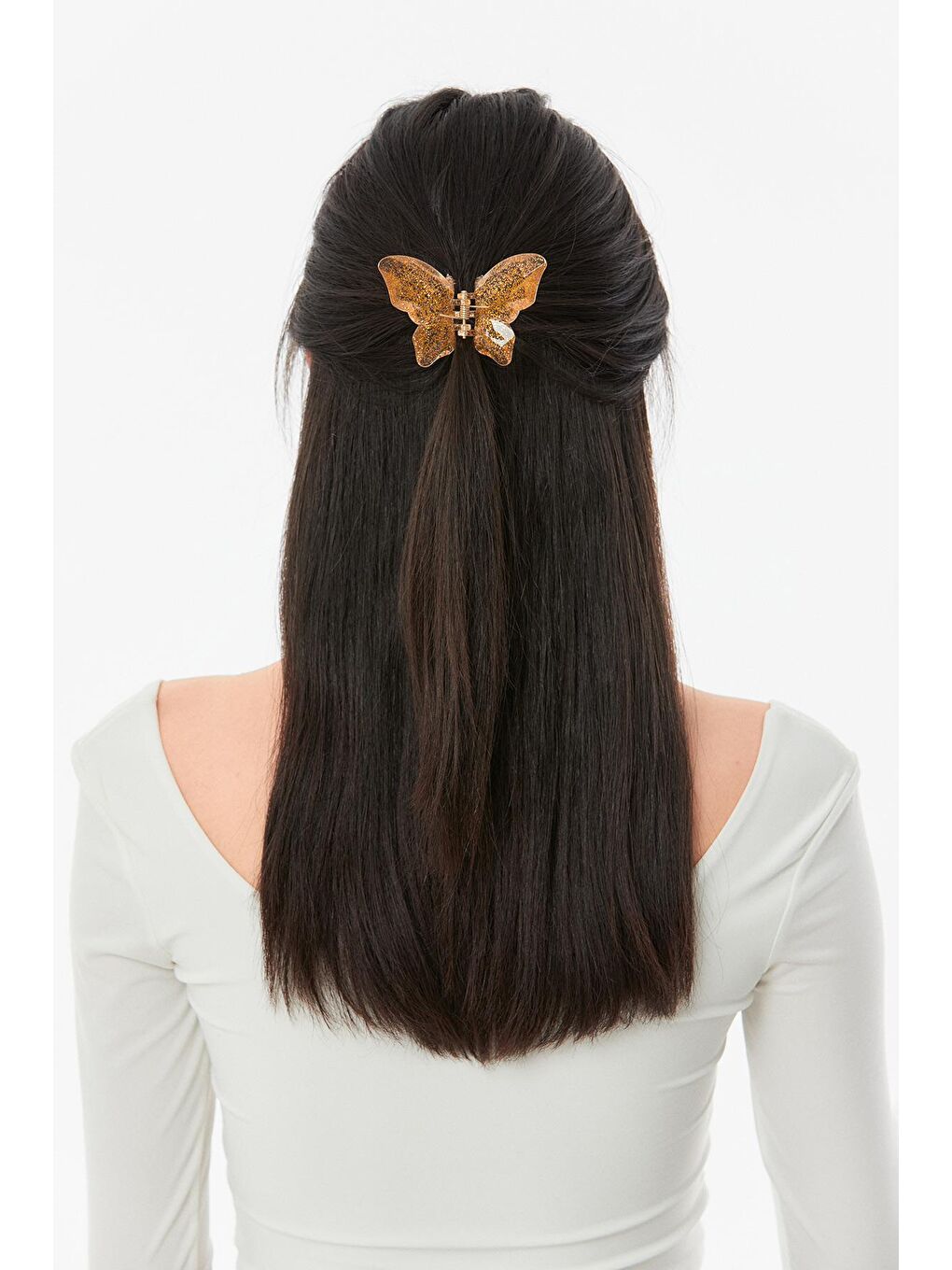 Sarı Simli Kelebekli Epoksi Toka-1