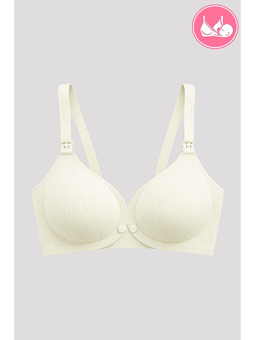 Ekru Seamless Bra - Mavelle | Krem Lazer Kesim Klipsli Ve Çıtçıtlı Önü Açılabilir Emzirme Sütyeni