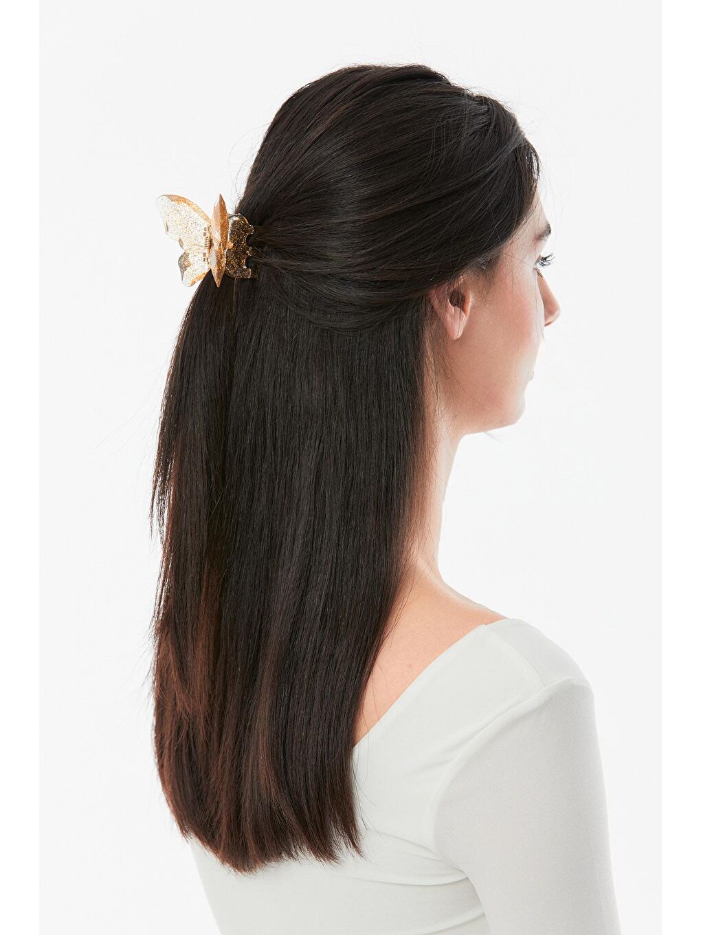 Sarı Simli Kelebekli Epoksi Toka-2