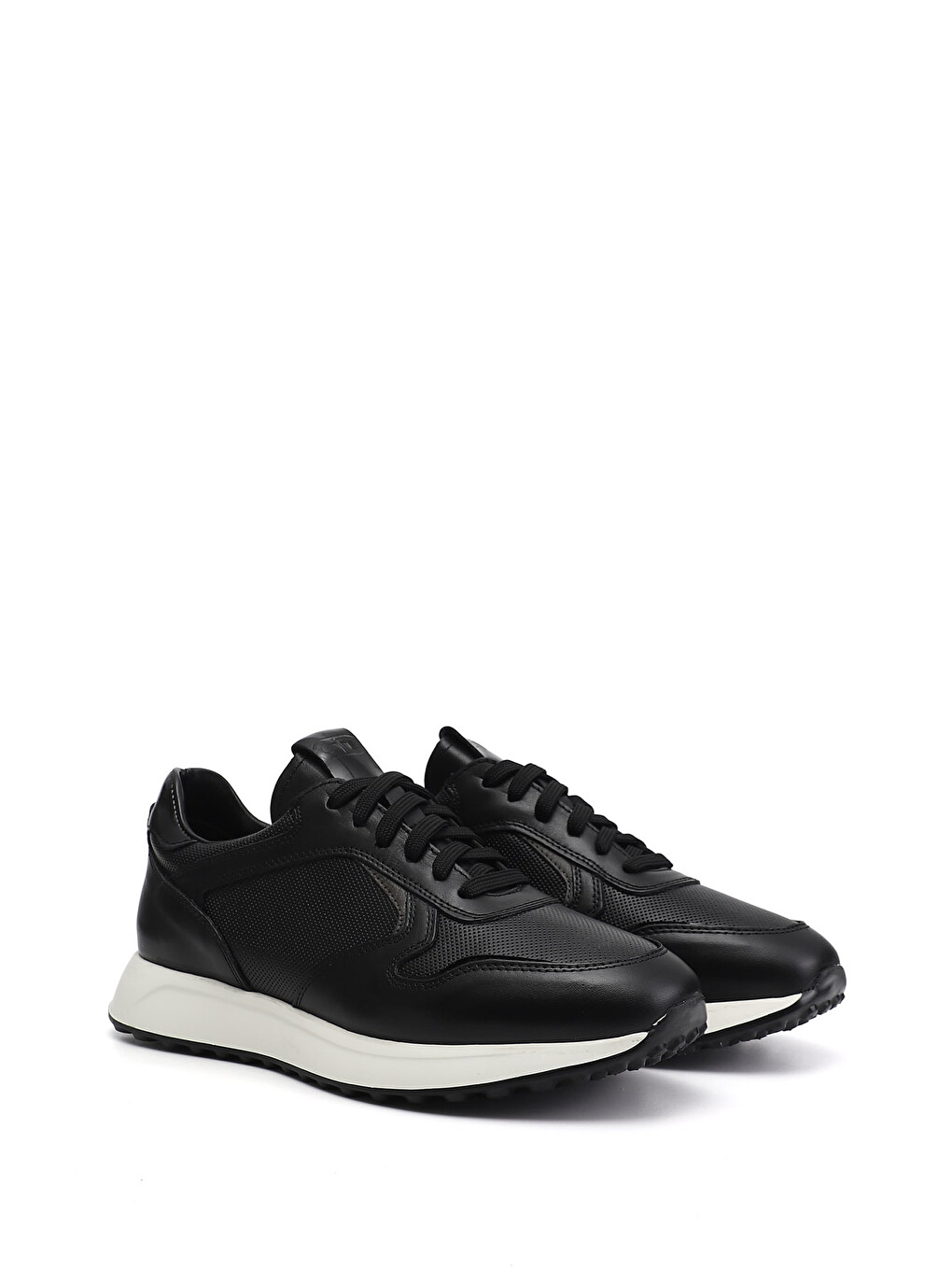 Siyah Erkek SİYAH Bağcıklı Hakiki Deri Sneaker-1