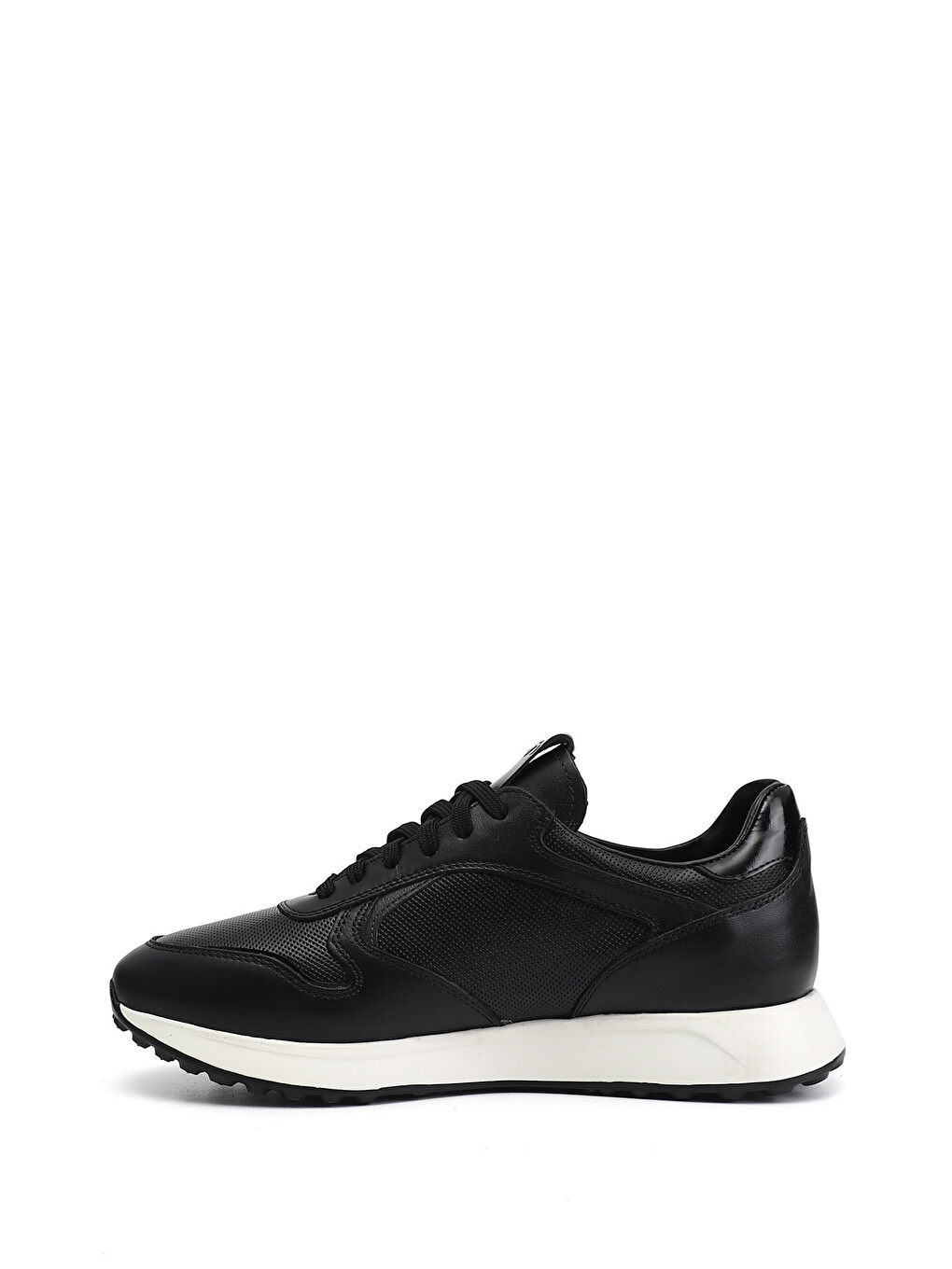 Siyah Erkek SİYAH Bağcıklı Hakiki Deri Sneaker-3